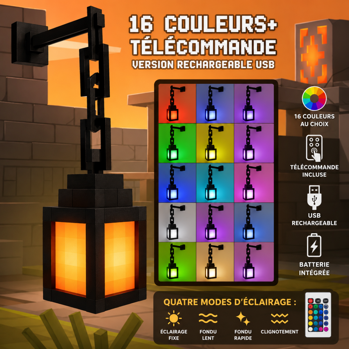 Veilleuse Design Rechargeable sans Fil — 16 Couleurs Programmables | PIXEL™ - Lampes Design